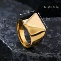 Golden geometric square stainless steel ring with 1.4cm x 1.6cm polished mirror finish - US 6 / Large Triangle / Gold