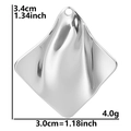 Specifiche dettagliate delle dimensioni per un ciondolo romboide d'argento ondulato - Ciondolo Solo (Senza Catena) (Color Acciaio)
