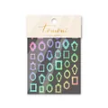 Laser silver retro frame nail art stickers with metallic holographic finish on white background - Laser Silver