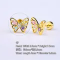 Clou d'oreille papillon doré en acier 316L avec des strass roses et violets éclatants - 4# Papillon - Or