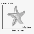 Detail view of starfish stud earrings in stainless steel with size and weight specs - Starfish Shape (D373-S) / Silver (D373-S)