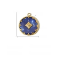 Blue acrylic round pendant with 18k gold plated steel frame and crystal center - SAC23061922-Blue Acrylic Pendant