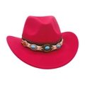 Vibranter pinker Western-Cowboyhut mit einem ethnisch inspirierten Perlenband - Kindergröße / Fuchsia
