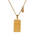 Detailed macro view of gold Aries tarot rectangle pendant and astrology charm necklace - Aries - Gold (ZJ3805)