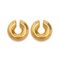 Orecchini a clip a forma di C in metallo placcato oro lucido dal design minimalista - Stile Dorato (JDE2023685)