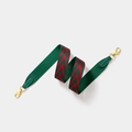 Green and red V-pattern wide crossbody bag strap with gold metal swivel hooks - 3.8cm Width 70cm Length / Green Webbing with Gold Buckle