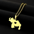 Gold stainless steel necklace with Venezuela map pendant featuring a heart-shaped cutout - Venezuela Heart Cutout Style / Gold
