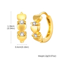 Detail view of gold heart hoop earrings showing dimensions 1.36cm height and 0.4cm width - Heart Style (EH-714G)