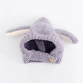 Plush purple baby earflap hat with long rabbit ears and a wooden button closure - Cap circumference 40-48cm, suitable for 3-18 months / Plush Dog Grey