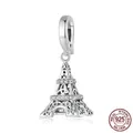 S925 sterling silver Eiffel Tower charm pendant with sparkling cubic zirconia accents - Eiffel Tower Lobster Clasp Pendant