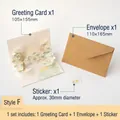 3D pop-up floral greeting card set with kraft envelope and flower seal sticker - Style F - Daisy