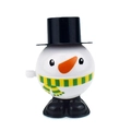 Detail of wind-up snowman toy with black hat and green scarf for Christmas gift sets - Wind-up Jumping Snowman Series