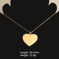 33mm golden heart pendant necklace in polished mirror stainless steel with size specs - Gold Color Outer Hole Pendant Necklace