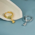 Minimalist adjustable S925 silver bear heart charm rings in gold and silver finishes - Adjustable Open / Gold