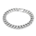 Bracciale a catena cubana in acciaio inossidabile argento con chiusura a fibbia quadra - Bracciale in Acciaio 10mm