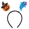 Halloween headband with sequined orange pumpkins and blue ghosts on spring bouncers - 17# Pumpkin + Ghost