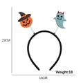 Halloween headband with sparkling pumpkin and ghost spring ornaments on a black band - Pumpkin Ghost Glitter Style (FF Style)