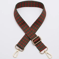 Adjustable wide replacement bag strap with classic red and green houndstooth pattern - No. 337 Gold Hook