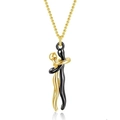 Minimalist gold and black hugging couple pendant necklace with a sleek O-chain for lovers - Small 3cm / Black + Gold