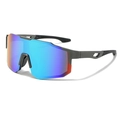 Cycling sunglasses with colorful gradient lens and matte grey frame for outdoor sports - Large Frame Sports Style (3259) / Black Frame Green Lens