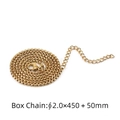 Cadena box de 2,0 mm de acero inoxidable dorado con cierre de langosta y extensión - 2.0mm*45+5cm / Dorado