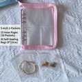 Pink zippered PVC jewelry binder with 30 slots and 30 clear bags for anti-oxidation - Pink Zipper 5-Inch 2-Grid (With 30 Bags)