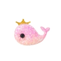 Detail of pink glitter whale hair clip with golden crown on white background - No.2-Pink Purple Sequin Whale