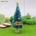 Mini green Christmas tree with snow effect, gold star, and Merry Christmas sign, 13.5cm height - 13.5cm Pentagram Top