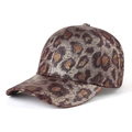Gorra de béisbol de moda con estampado de leopardo, acabado metálico y visera curva para el sol - Leopardo Café