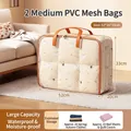 Set of 2 medium PVC mesh storage bags with orange handles, size 52x20x33cm, waterproof - Medium-35L [2PCS] / Thickened PVC Mesh Beige