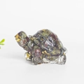 Cute turtle resin figurine with green and red crystal stones and golden foil flakes - Dragon Blood Stone