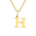 Minimalist gold plated stainless steel necklace with initial H pendant for women - Letter H / Gold