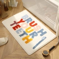 Tapis de bain absorbant avec texte Brush Your Teeth coloré sur peluche blanche - 40x60cm / Se Brosser les Dents - Blanc