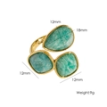 14K goldener offener Ring mit grünen Tropfen und quadratischen Steinen im Luxus-Stil - Amazonit Farbe