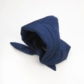 Winter padded puffer scarf hat in deep blue finish with bow knot design detail - Navy Blue