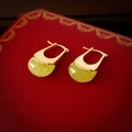 Elegant gold-plated resin hoop earrings in a yellow-green finish for a premium look - Greenish Yellow (Gold Plated)