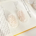 Set of two soft beige lamb wool hair clips on a book for a cozy autumn style - 5cm / Milky White 2Pcs