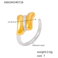 Two-tone wave design titanium steel ring with gold and silver finish, size 7, 2.6g - One Size US 7 / Two-tone Wave (A881-Two-tone)