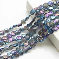 Blue and purple 12mm iridescent AB coated square glass beads for DIY jewelry making - Transparent Blue