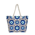 Dettaglio della borsa mare con occhio greco, tela bianca e manici in corda - Stile Meandro Greco Evil Eye (jaiyingstb1)