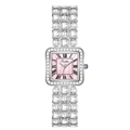 Orologio quadrato argento con quadrante in madreperla rosa e bracciale con diamanti - Argento / Quadrante Rosa
