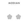 Elegantes pendientes de flor en plata 925 con brillantes piedras de circonita cúbica - Plata 925 / Plata 925