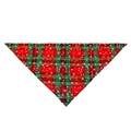 Detail of red and green plaid pet bandana with white snowflake patterns and neat stitching - S / Multicolor Plaid Snowflake 1