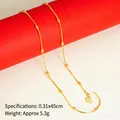 Gold-plated snake bone necklace with olive beads, 0.31x45cm size and 5.3g weight - Snake Chain with Oval Links