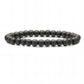 Polished black hematite beaded bracelet for men with a minimalist vintage elastic style - Polished Round Beads / Hematite