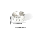 Silver titanium steel fishtail leaf ring with dimensions and weight info - Tyr0426 / Adjustable Open