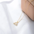 Golden S925 silver necklace featuring a Libra zodiac sign pendant with clear crystals - Libra Gold Plated