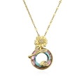 Collar de girasol dorado con cristales degradados y piedras de circonita brillantes - Rosa Púrpura