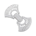 Macro shot of silver multi-row zircon connector clasp for pearl necklace and DIY jewelry - VK259 White Gold Fan Link