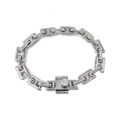 Macro shot of silver link chain bracelet with a sparkling crystal toggle closure - Steel Bracelet